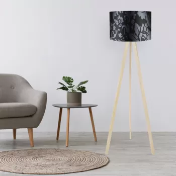 Lampadar, Insignio, 780SGN1424, 70% MDF/30% tesatura PVC, Negru / Gri / Maro imagine