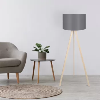 Lampadar, Insignio, 780SGN3437, 70% MDF/30% tesatura PVC, Gri / Stejar imagine