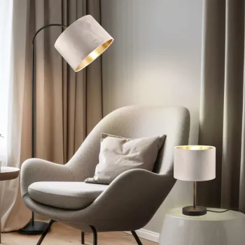 Lampadar Julieta, TRIO, 63x35x156 cm, 60W, 1x E27, metal/textil, negru/bej imagine