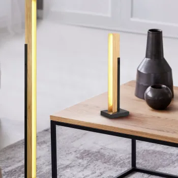 Lampadar Kerala, TRIO, 19x13x120 cm, 16W, 1x SMD, metal, negru mat/natur imagine