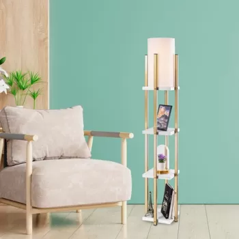 Lampadar, Lampana, 211LMP1109, Metal, Alb/Auriu imagine