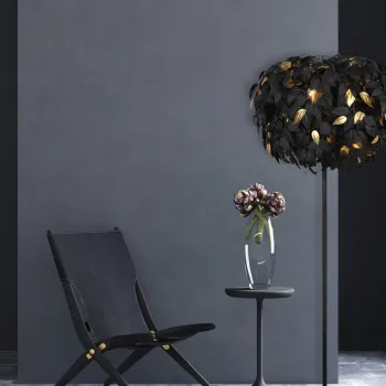 Lampadar Leavy, RL, 70x180 cm, 28W, 3x E14, metal, negru mat/auriu imagine