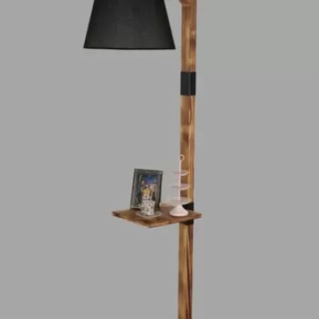 Lampadar, Luin, 534LUN3679, Lemn, Negru imagine