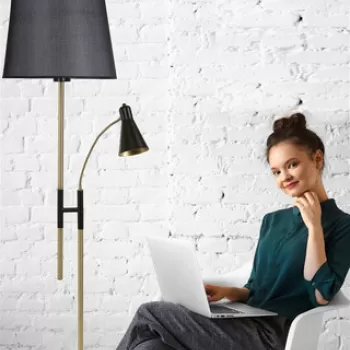 Lampadar, Luin, 534LUN4283, Metal, Negru imagine