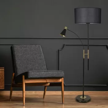 Lampadar, Luin, 534LUN4296, Metal, Negru imagine