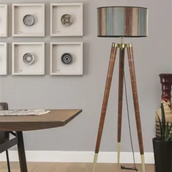 Lampadar, Luin, 534LUN4395, Corp din carpen, Nuc / Turcoaz / Bej / Maro imagine