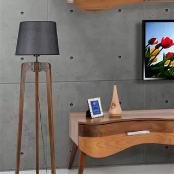 Lampadar, Luin, 534LUN4411, Lemn de brad, Nuc / Negru imagine