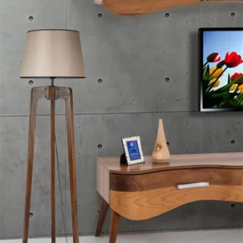 Lampadar, Luin, 534LUN4412, Lemn de brad, Nuc / Bej imagine