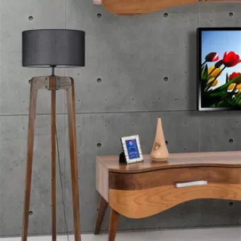 Lampadar, Luin, 534LUN4414, Lemn de brad, Nuc / Negru imagine