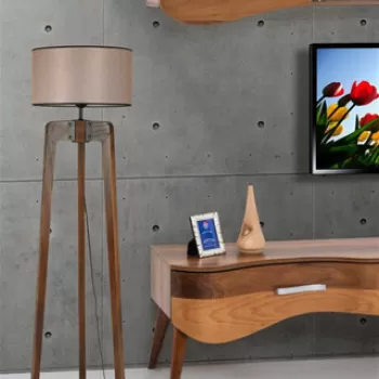 Lampadar, Luin, 534LUN4415, Lemn de brad, Nuc / Bej imagine