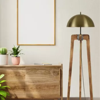 Lampadar, Luin, 534LUN4416, Lemn de brad, Nuc / Aur imagine