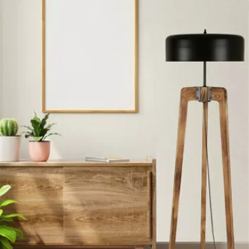 Lampadar, Luin, 534LUN4417, Lemn de brad, Nuc / Negru imagine