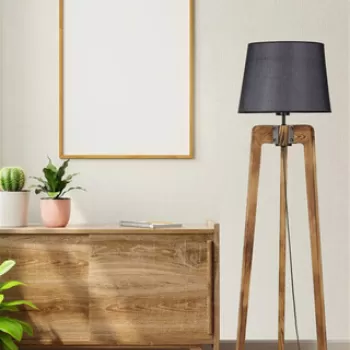 Lampadar, Luin, 534LUN4418, Lemn de brad, Nuc / Negru imagine