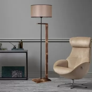 Lampadar, Luin, 8277-3, E27, 60 W, metal/lemn/textil imagine