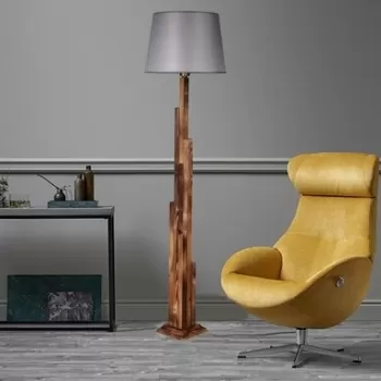 Lampadar, Luin, 8300-3, E27, 60 W, lemn/textil imagine