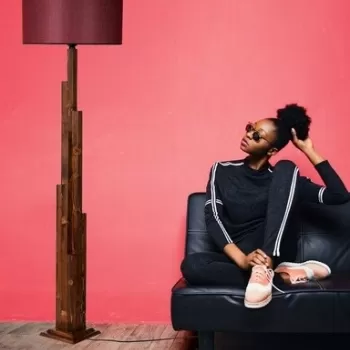 Lampadar, Luin, 8301-2, E27, 60 W, lemn/textil imagine