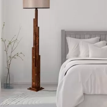 Lampadar, Luin, 8301-3, E27, 60 W, lemn/textil imagine