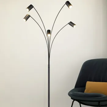 Lampadar Marley, TRIO, 80x55x200 cm, 10W, 5x GU10, metal, negru mat imagine