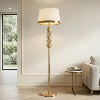 Lampadar, Mauro Ferretti, Butterfly, 1 x E27, 40W, 45x157 cm, fier/sticla, auriu/alb imagine