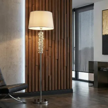 Lampadar, Mauro Ferretti, Flower, 1 x E27, 40W, 45x157 cm, fier/sticla, argintiu/alb imagine