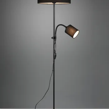 Lampadar Owen, RL, 36x160 cm, 42W / 10W, 1x E27 / 1x E14, metal, negru imagine