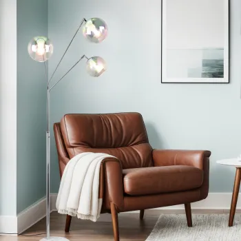 Lampadar Paxton, TRIO, 30x18x200 cm, 10W, 3x E27, metal, argintiu imagine