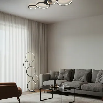 Lampadar Rondo, TRIO, 47x20x115 cm, 36W, 1x SMD, metal, negru mat imagine