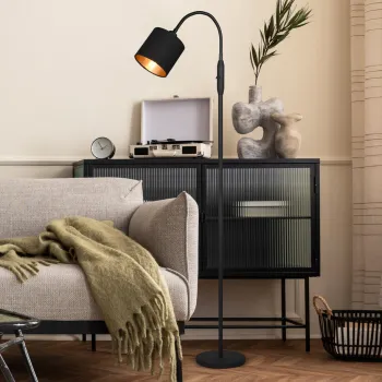 Lampadar Tommy, RL, 20x130 cm, 40W, 1x E14, metal/textil, negru mat imagine