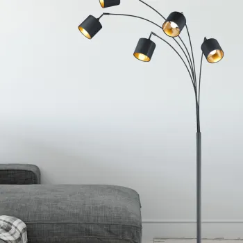 Lampadar Tommy, RL, 30x200 cm, 28W, 5x E14, metal, negru mat imagine