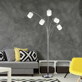 Lampadar Tommy, RL, 30x200 cm, 28W, 5x E14, metal, nichel mat/alb imagine