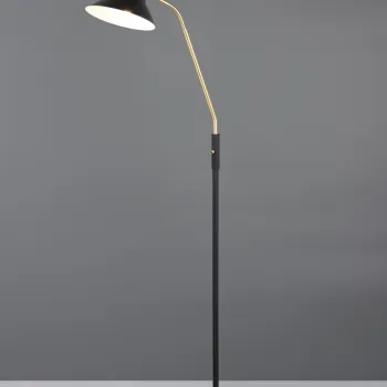 Lampadar Traveller, TRIO, 58x23x145 cm, 10W, 1x E27, metal, negru/auriu imagine