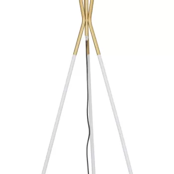 Lampadar Triply, Mauro Ferretti, O61 x 154 cm, 1 x E27, 40W, fier/textil, auriu/alb imagine