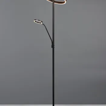 Lampadar Willis, TRIO, 40x180 cm, 39W/5.5W, 2x SMD, metal, negru mat imagine