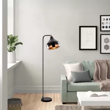 Lampadar, Yildo - 6906, Opviq, 30 x 17 x 120 cm, 1 x E27, 40W, negru/cupru imagine