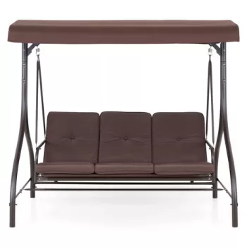 Leagan 3 locuri cu functie pat, Arianna, L.191.5 l.118 H.175 cm, otel, maro imagine