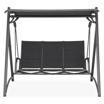 Leagan 3 locuri pentru gradina Jena, 197x132x178 cm, aluminiu/otel, antracit/gri imagine