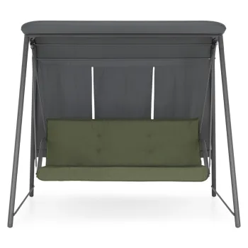 Leagan 3 locuri pentru gradina Solomon, 214x135x192 cm, otel/poliester, gri/verde imagine