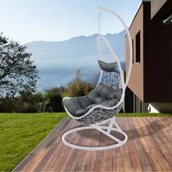 Leagan/balansoar gradina Gandia, Heinner, 80x102x124/195 cm, alb/gri imagine