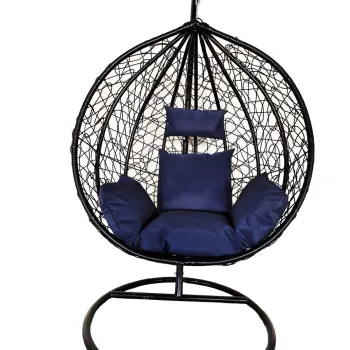 Leagan/balansoar gradina Leon, Heinner, 115x68x108/195 cm, negru/albastru imagine