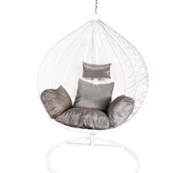 Leagan/balansoar gradina Merida, Heinner, 115x68x108/195 cm, alb/gri imagine