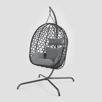 Leagan/balansoar gradina Nido, Homla, 106x104x184 cm, otel/ratan/poliester, gri imagine