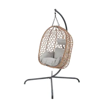 Leagan/balansoar gradina Nido, Homla, 106x104x184 cm, otel/ratan/poliester, natur imagine