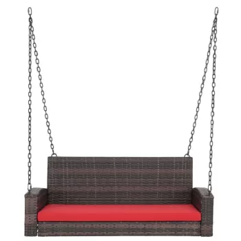 Leagan cu 2 locuri Lisboa, 130x58x60 cm, otel, maro/rosu imagine