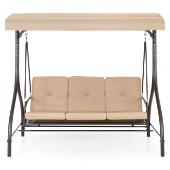 Leagan cu 3 locuri + functie pat, Arianna, 191.5 x 118 x 175 cm, maro/bej imagine