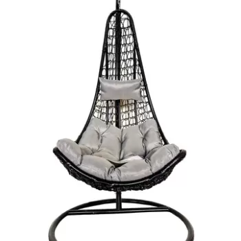 Leagan gradina/terasa Elda, Heinner, 80x102x124/195 cm, otel/ratan sintetic, negru imagine