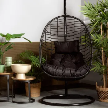 Leagan Solei, Homla, 95x95x195 cm, metal/ratan/poliester, negru imagine