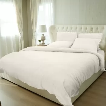 Lenjerie de pat, 2 persoane, 100% Bambus, 6 piese, 200x220 cm, Ivory imagine