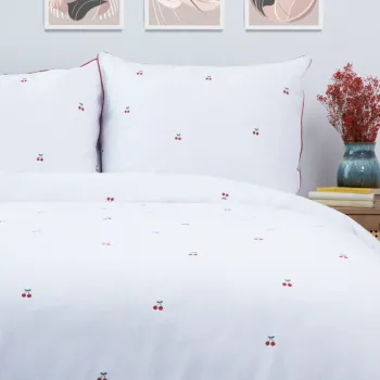 Lenjerie de pat Cherrine, Homla, 160x200 cm, bumbac, alb/rosu imagine