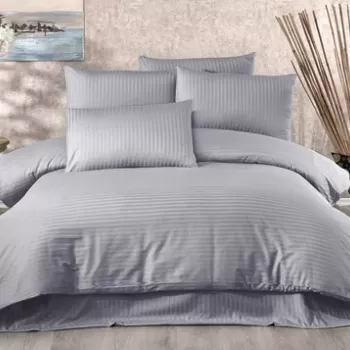 Lenjerie de pat dubla, 3 piese, 200x200 cm, 100% bumbac satinat, Whitney, Lilyum, gri imagine