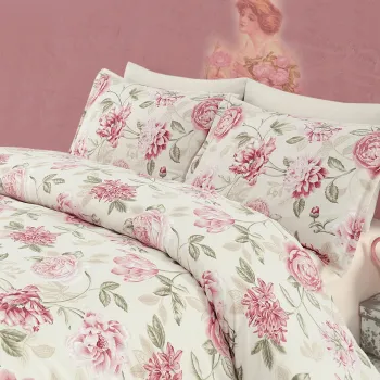 Lenjerie de pat dubla 3 piese, Care - Pink, Eponj Home, 65% bumbac/35% poliester imagine